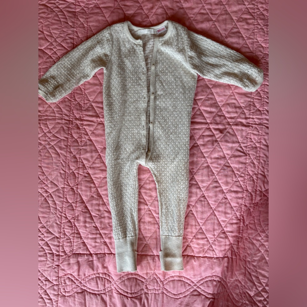 Zara baby Knit Jumpsuit with foot - cashmere, cotton and silk. 6-9 months